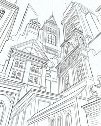 City Background in 3 Point Perspective
