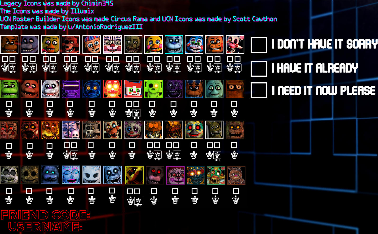 FNAF AR Checklist Template by AntonioRodriguez1000 on DeviantArt
