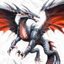 Dragon negro de alas rojas y.