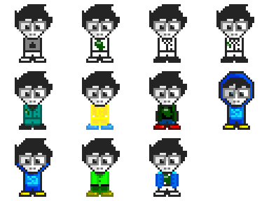 HomeStuck sprites #1 - John Egbert, all outfits