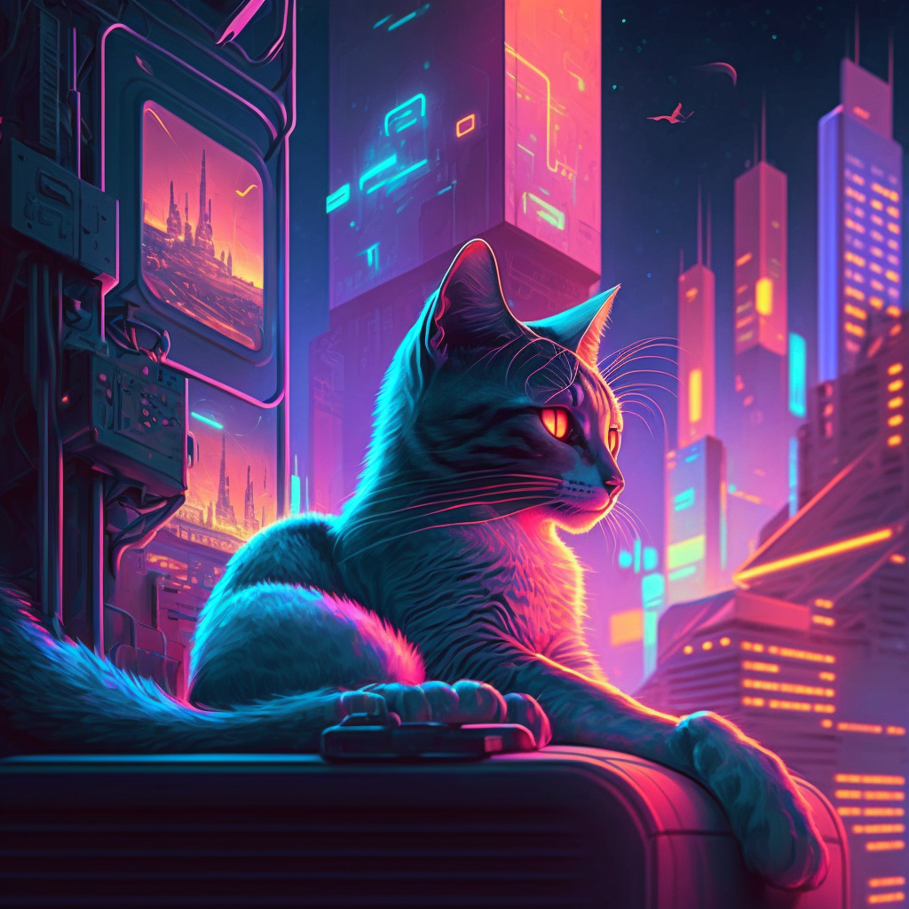 Neon Cat by wonderlandartworks on DeviantArt