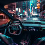 INKMAG drivers view from the cyberpunk future car 
