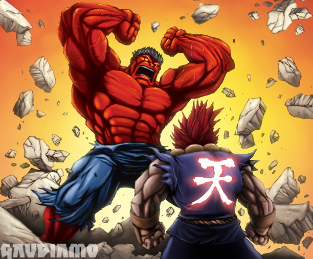 Akuma vs. Red Hulk by gaudiamo on DeviantArt Akuma vs. Red Hulk by gaudiamo on DeviantArt