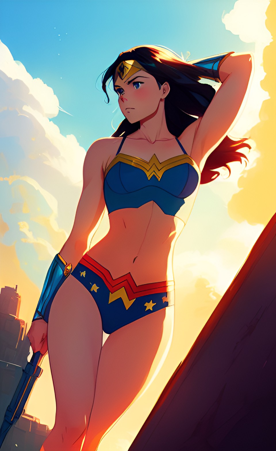 Premium AI Image  Wonder Woman cartoon character Generative AI