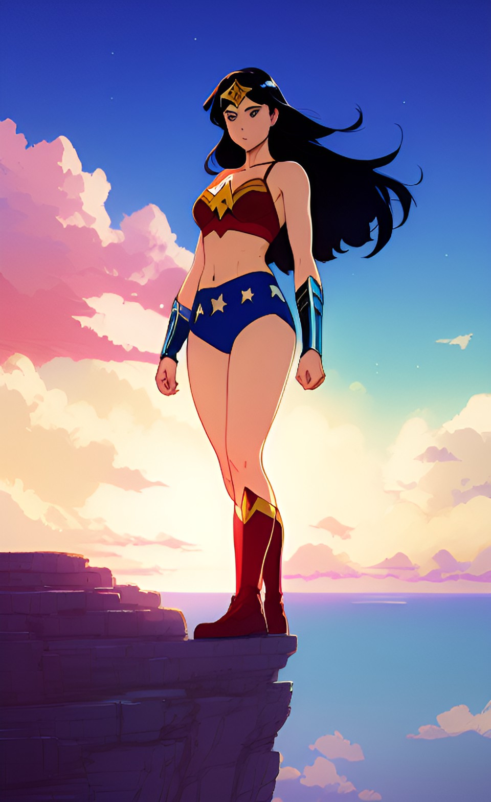 Premium AI Image  Wonder Woman cartoon character Generative AI