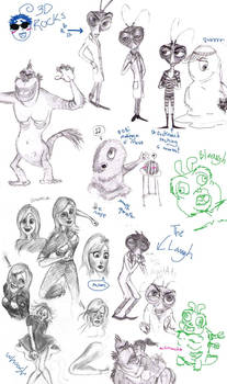 Monsters VS Aliens Sketch Dump