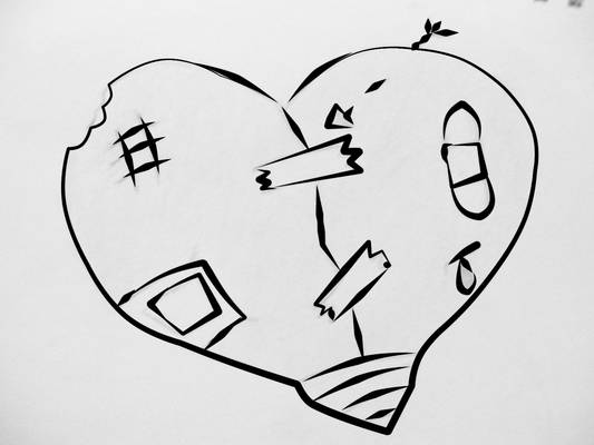 Broken heart line art