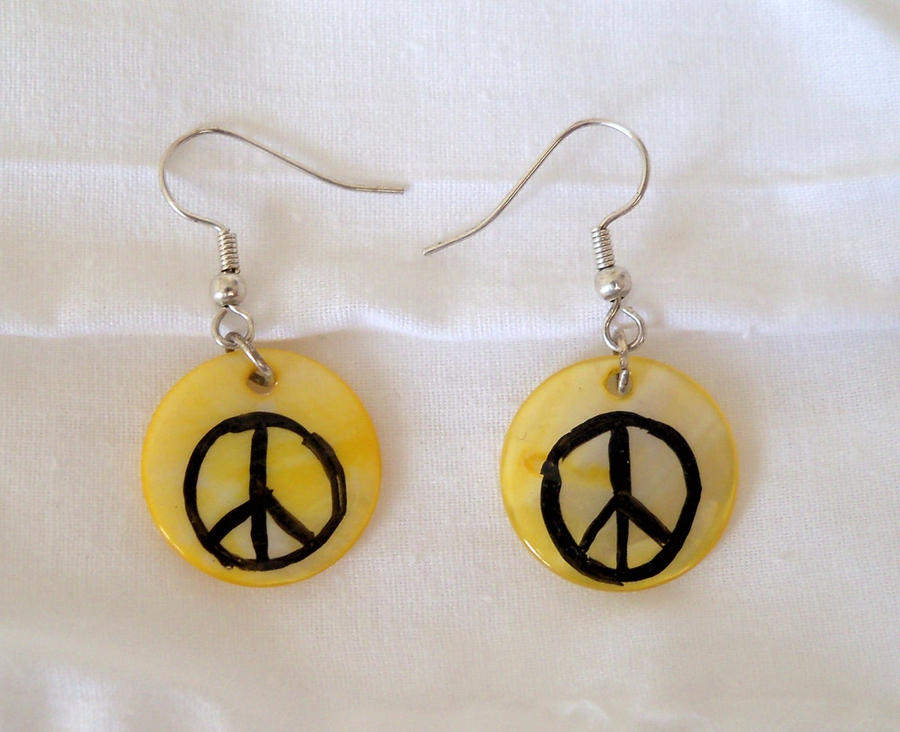 Yellow Peace Sign Earrings