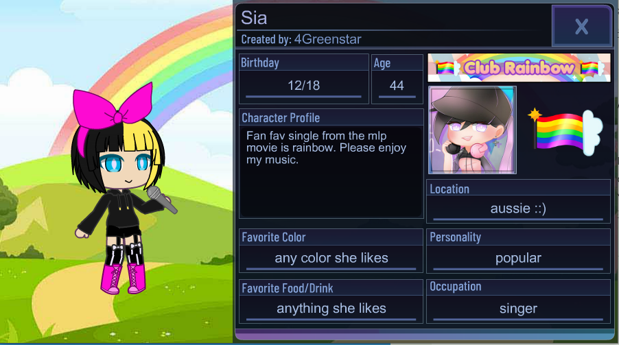 Sia But She S In Gacha Club By Greenstaremily02 On Deviantart