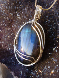 Double-strand Oval Labradorite pendant