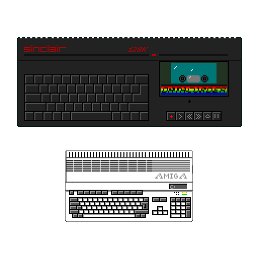 ZX Spectrum 128 and Commodore Amiga A500 by Satans-Comrade on 