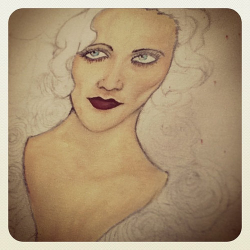 Carole Lombard painting WIP