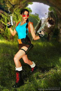 Lara Croft VS T-Rex - Classic Cosplay