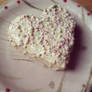 Heart-shaped cake.
