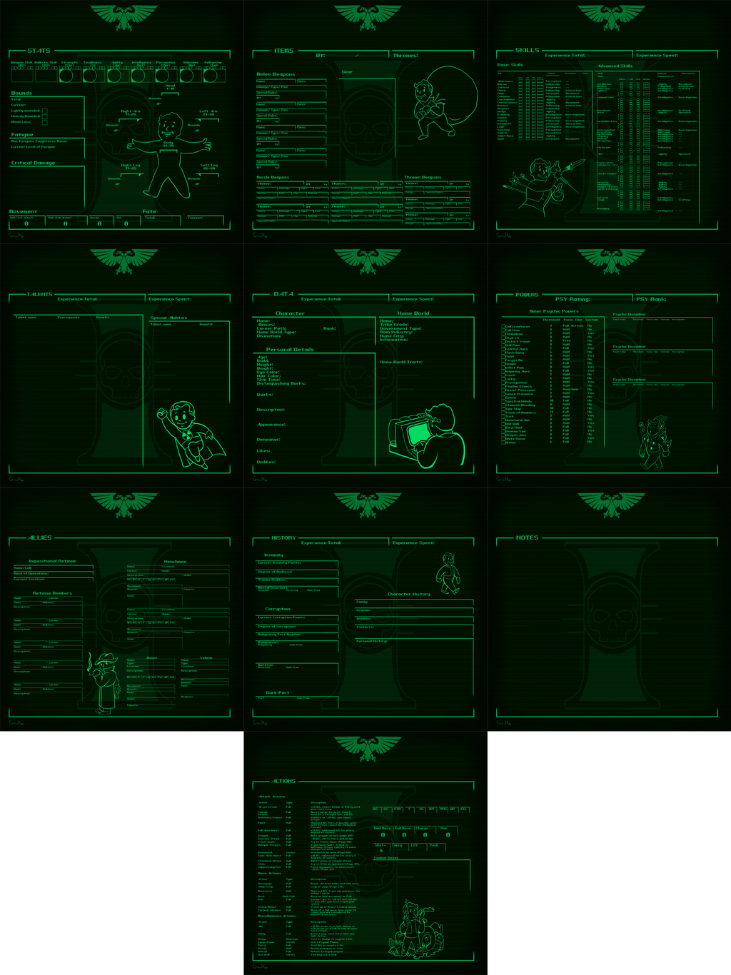 Writable Pipboy themed Dark Heresy Character Sheet by GeneralRex
