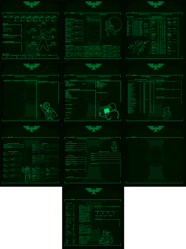 Writable Pipboy themed Dark Heresy Character Sheet by GeneralRex