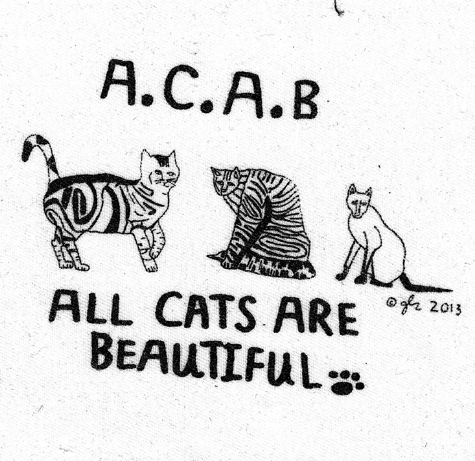 All Cats Are Beautiful gestickt Kitty Katze Aufnäher Patch Aufbügler A.C.A.B