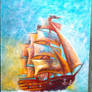 Golden,ship,sunset oil,painting,Aceh.mulyagalrri.