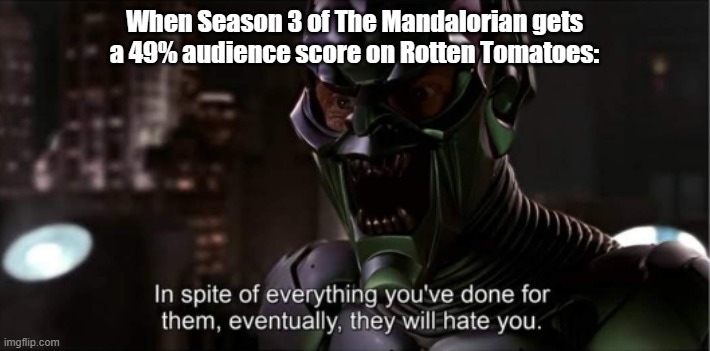 Rotten Tomatoes Critic Score for Mandalorian season 3