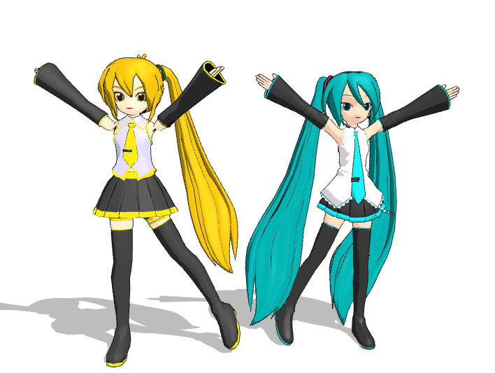 Mini Neru and Mini Miku - MMD