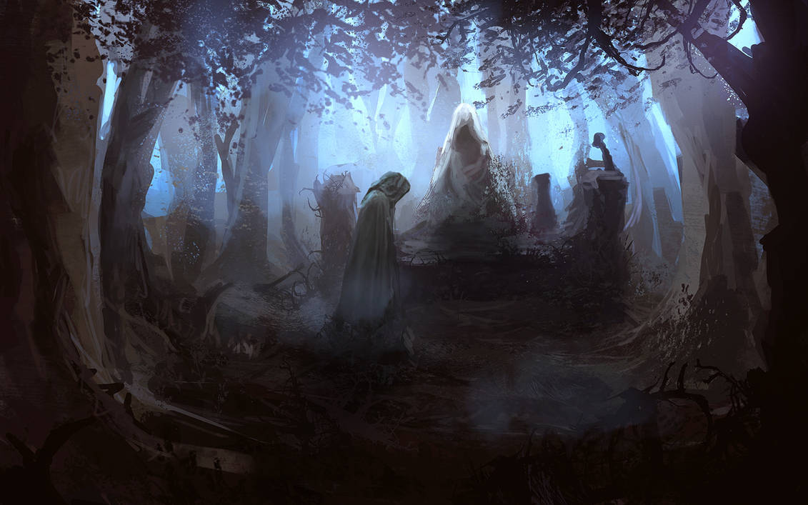 Разгадайте тайну алтаря путь в туманном лесу. Жертвенный алтарь арт. Пещера фэнтези. Мрачная пещера. Фэнтези лес.