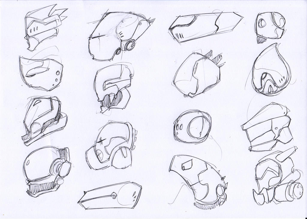 sketches Mechanical heads 002 by benedickbana on DeviantArt