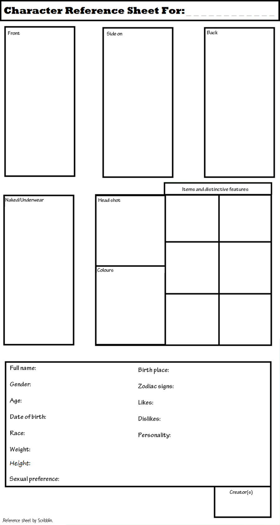 Blank Reference Sheet