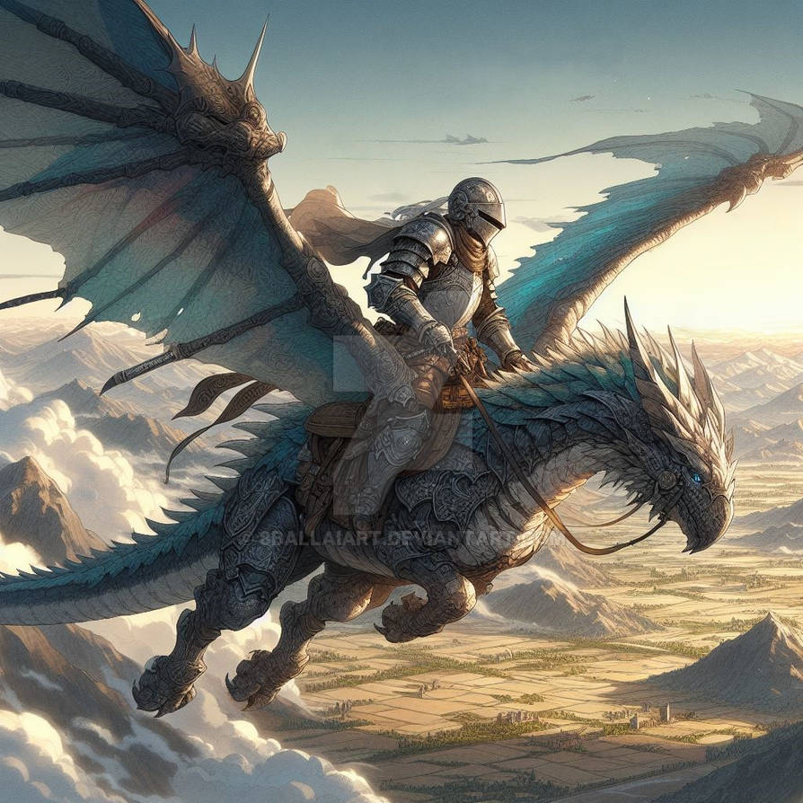 Knight riding a small dragon by 8ballAIart on DeviantArt