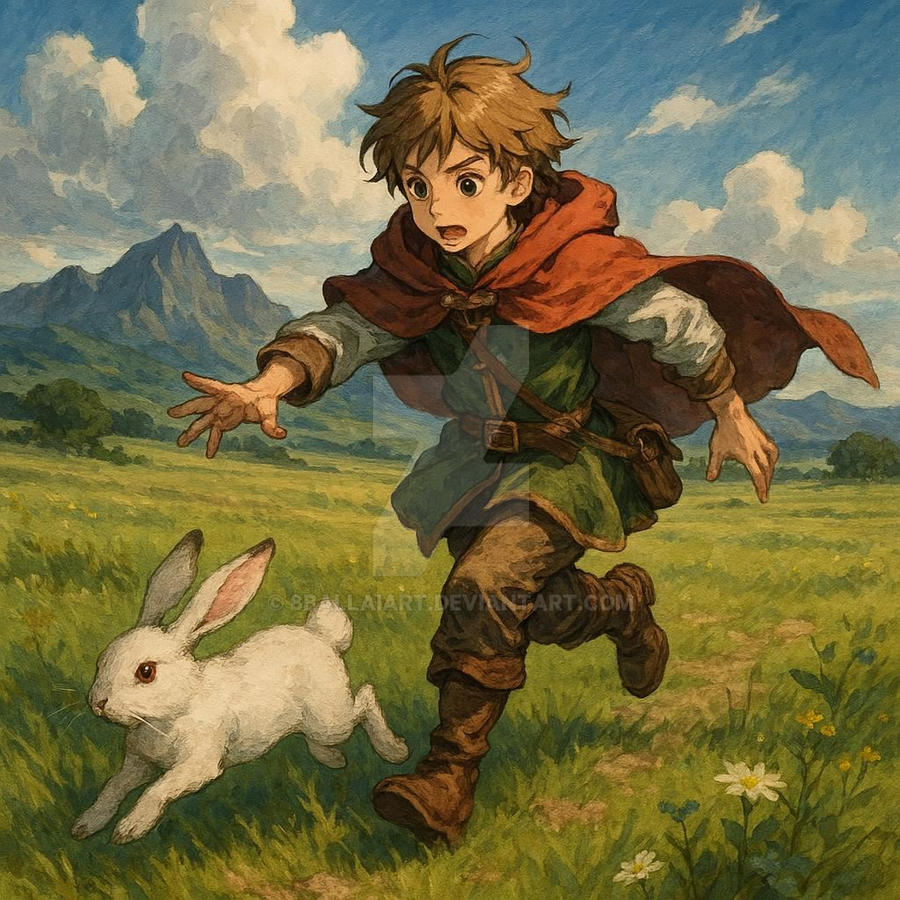 Boy chasing a rabbit by 8ballAIart on DeviantArt