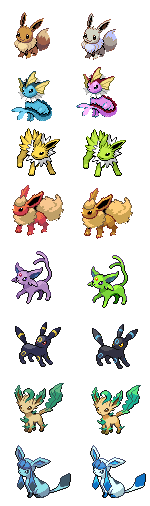 All Eevee Evolution Pokémon Sprites 