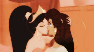 Ariel and Jasmine smooch II