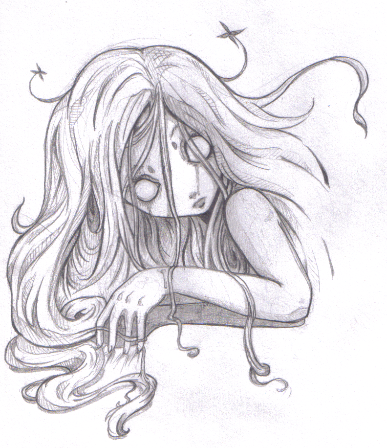 Scary emo girl sketch :P