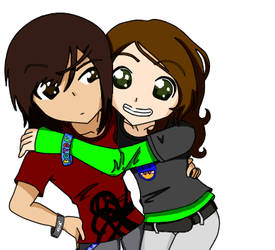 Maya and I hugging anime style