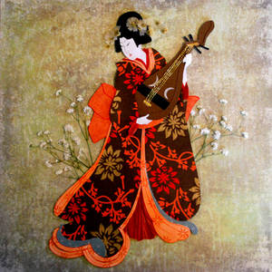 geisha with biwa