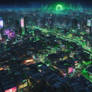 Cyberpunk City Rooftop View at Night 7