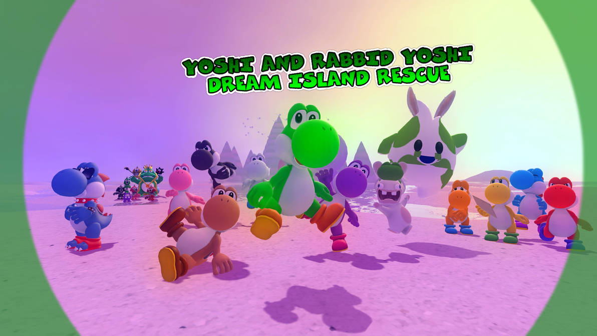 Yoshi and Rabbid Yoshi Dream Island Rescue by CuteYoshiLover on DeviantArt