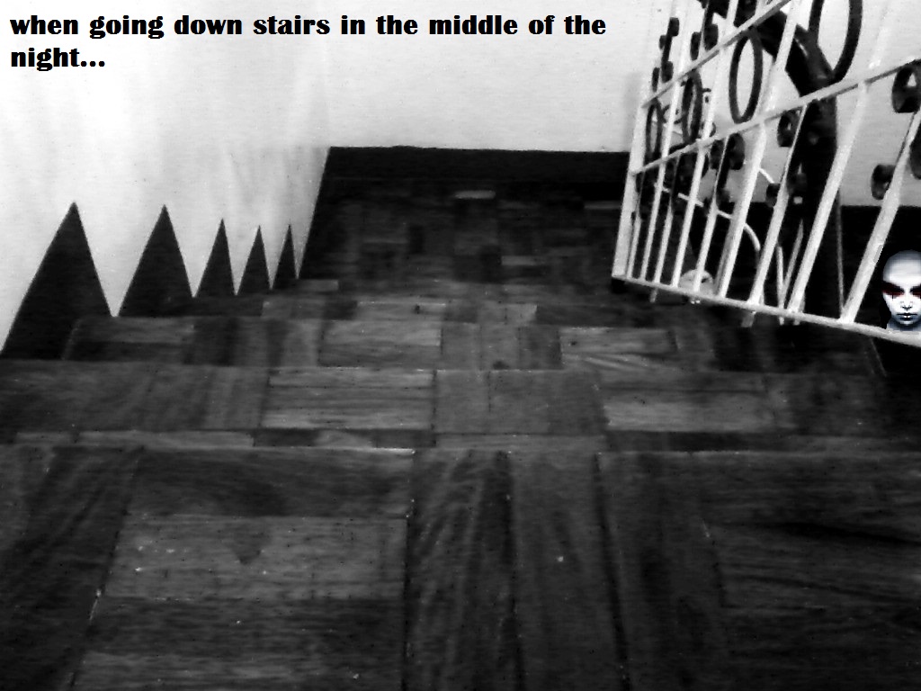 When going down stairs...