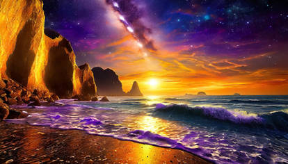 mystic sea scape on lavender planet 1