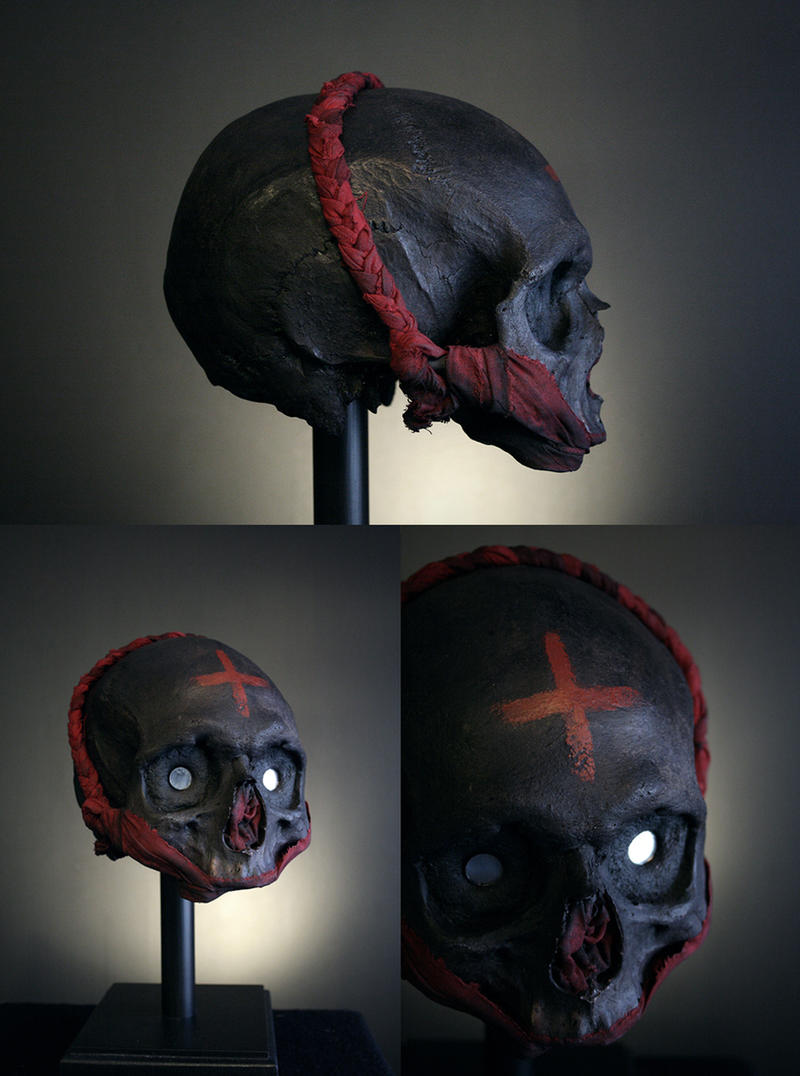 Vodou object 66 - mixed media skull sculpture.