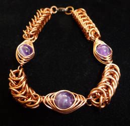 Copper and Amethyst Chainmaille Bracelet