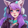 Anthroselfie A Puurple Hair Fox Girl With Teal Blu