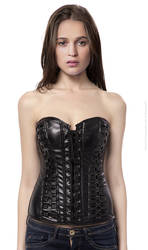 Alicia Vikander leather corset fake