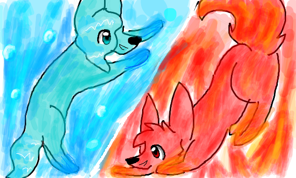 Fogo e Agua by Jade583 on DeviantArt  Fireboy and watergirl, Super powers  art, Wolf painting