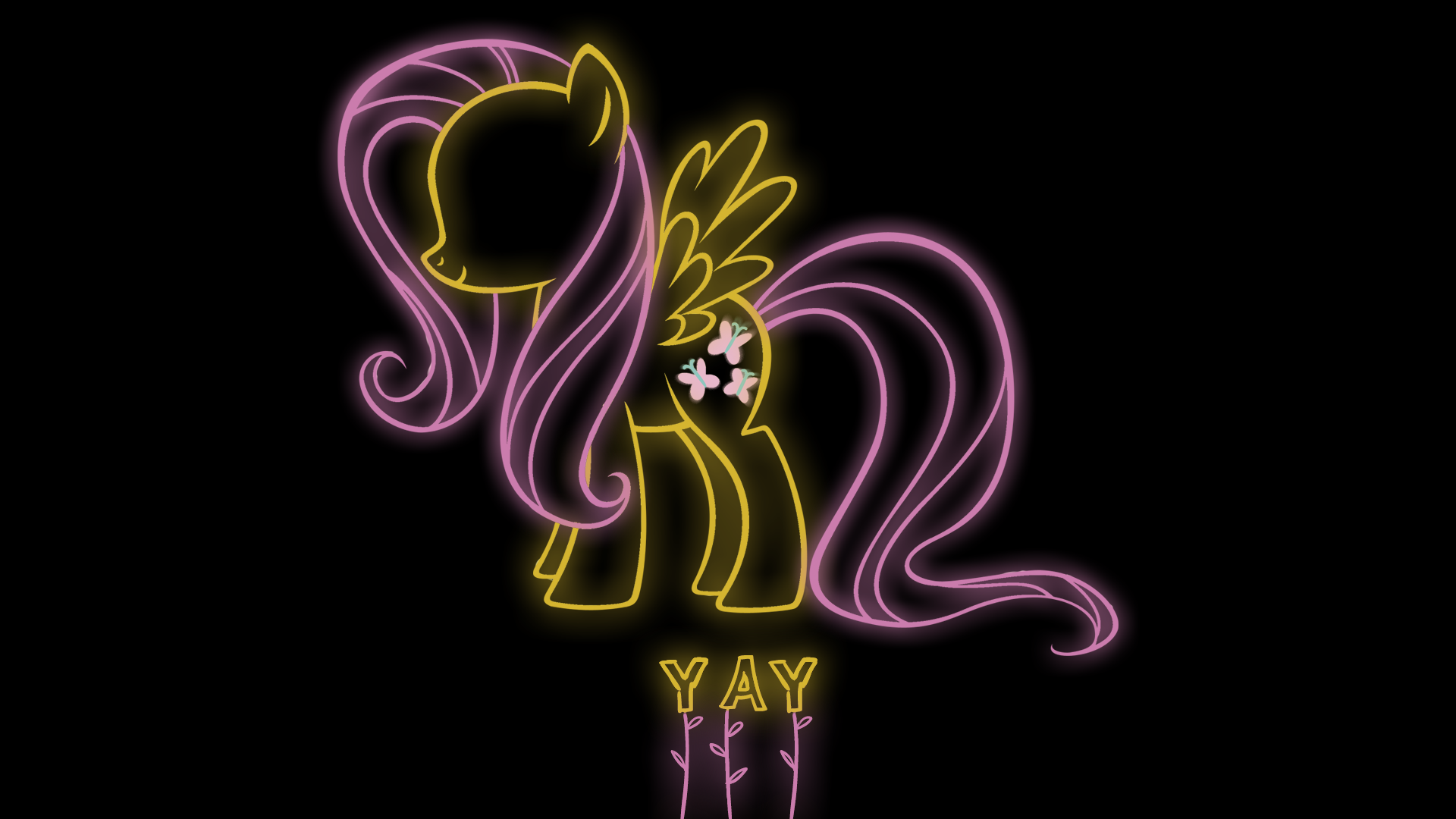 Fluttershy Yay Neon Wallpaper