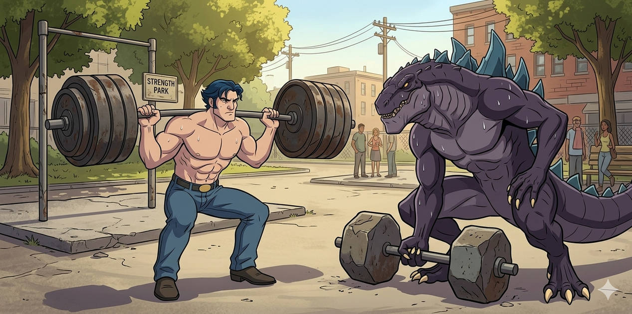 Godzilla Icon Gym Logan and gts Godzilla working out by kinggemini2025 on DeviantArt