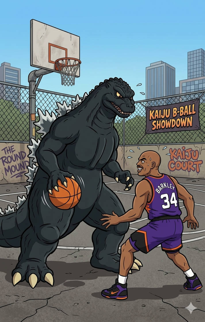 Godzilla Balling Godzilla and charles barkley play basketball by kinggemini2025 on ...