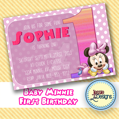 Baby Minnie First Birthday Invitation By Jesarie On Deviantart Baby Minnie First Birthday Invitation By Jesarie On Deviantart