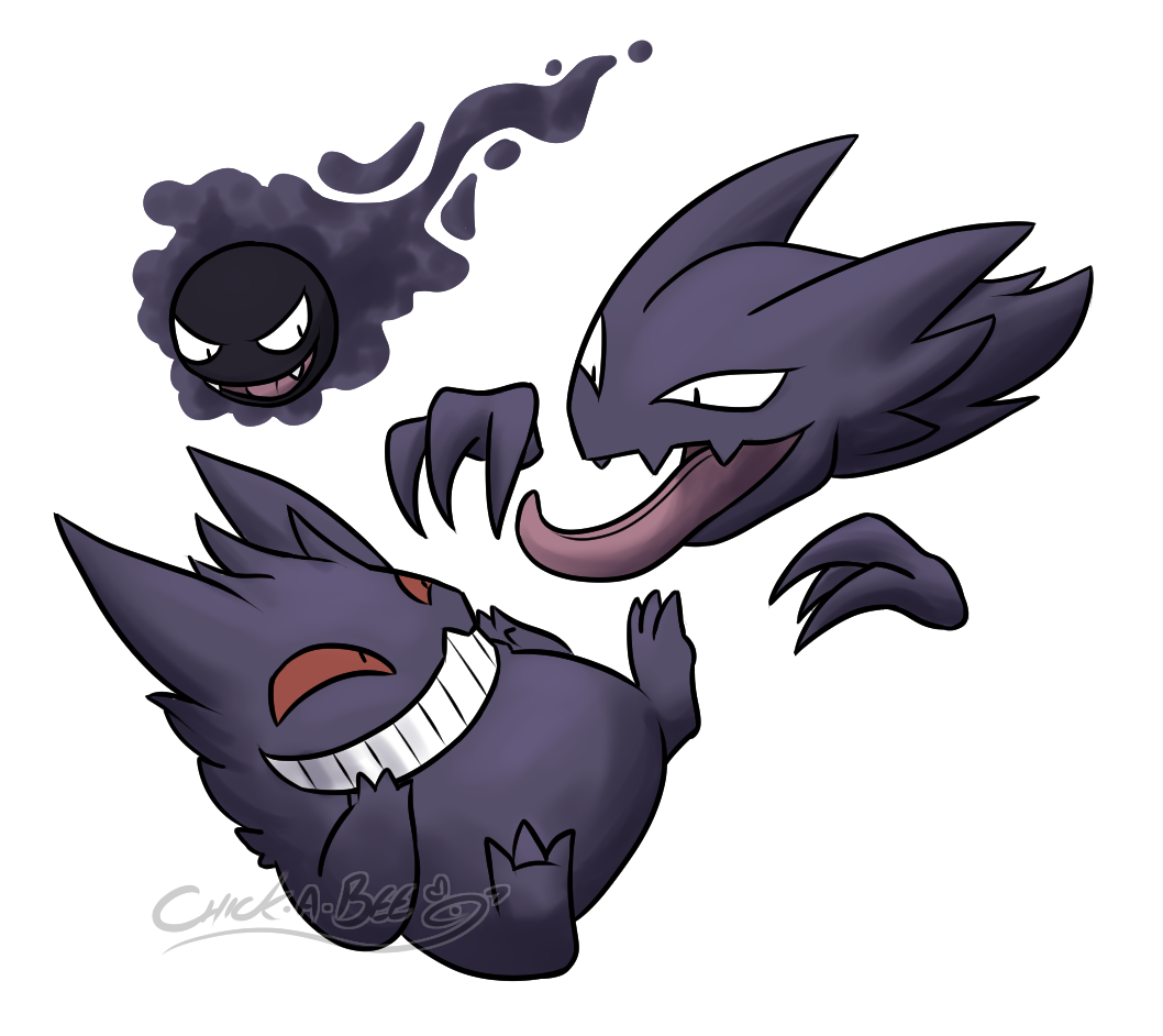 pokemon tipo fantasma (gengar, gastly, hauter) by yowamaba on DeviantArt