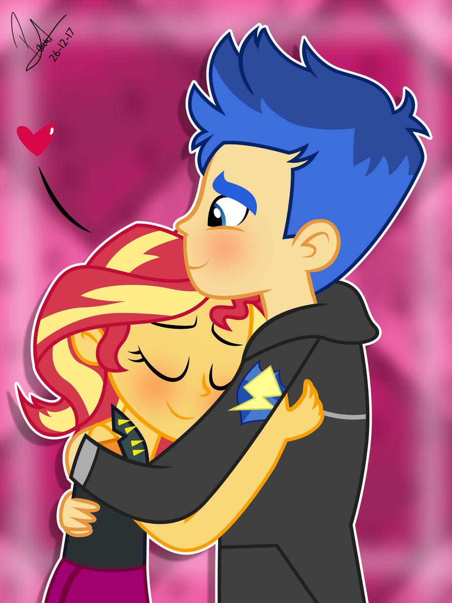 Flash and Sunset Hugging