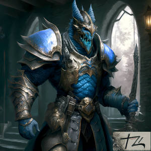 Blue Dragonborn Paladin Noble